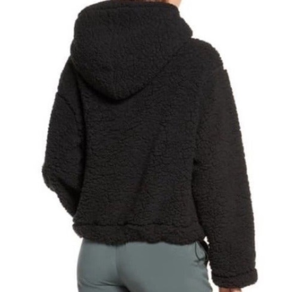 Zella Black Cassie Faux Shearling Hoodie New with Tags Women's Size Large - Picture 2 of 6